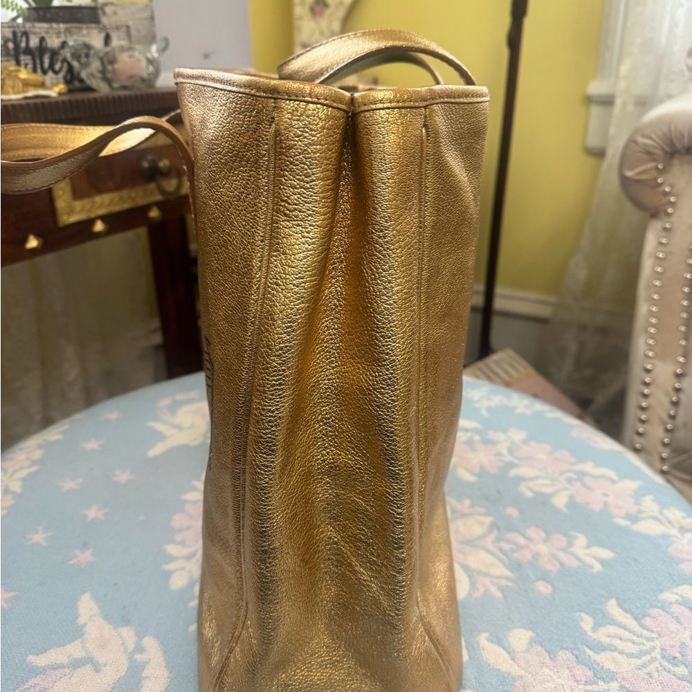 LARGE *Yves Saint Laurent* YSL Paris Metallic Gold Y-Mail Postale Rive’ Gauche - Picture 12 of 16